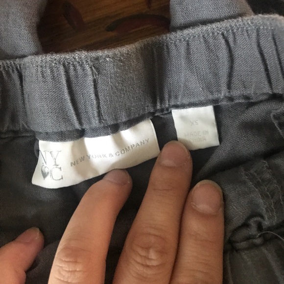 Blue/Gray Linen Drawstring Pants - Picture 2 of 3